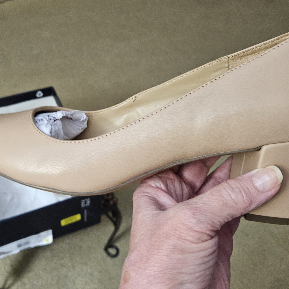Elegant Nude Block Heel Pumps